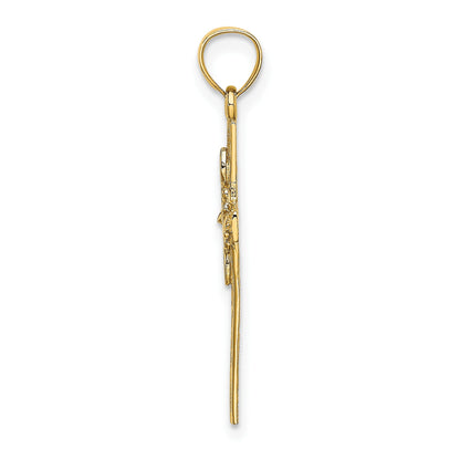 14K Cross with Flower Charm