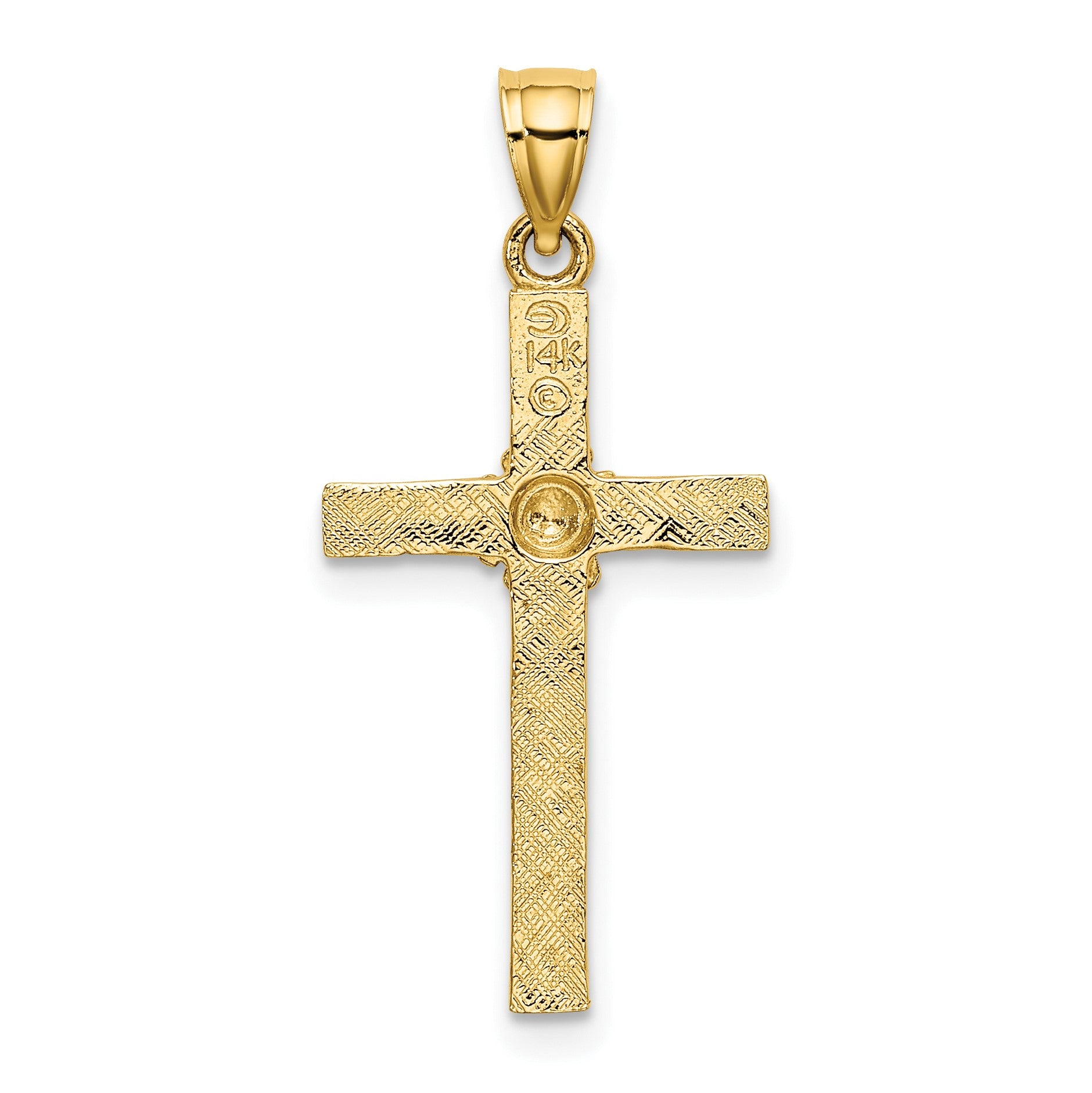 14K Cross with Flower Charm