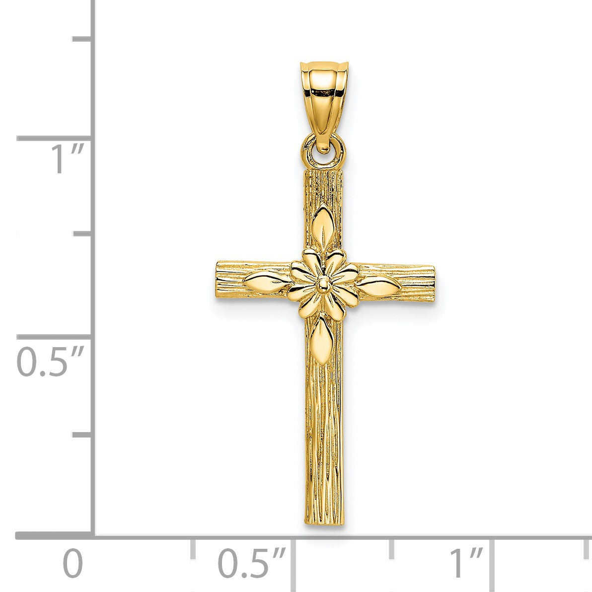 14K Cross with Flower Charm