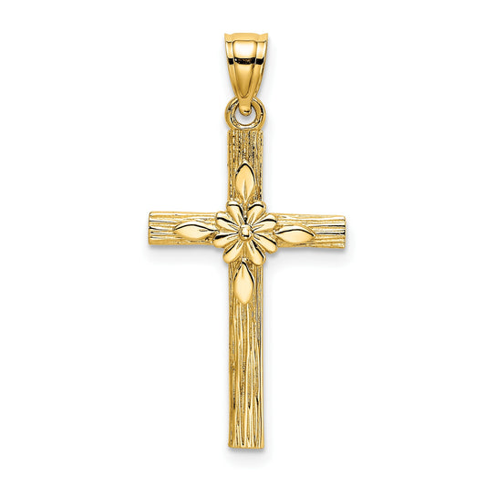 14K Cross with Flower Charm