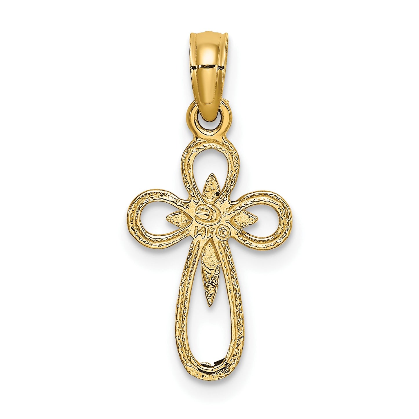 14K Cut-Out Cross with Small Interior Cross Charm