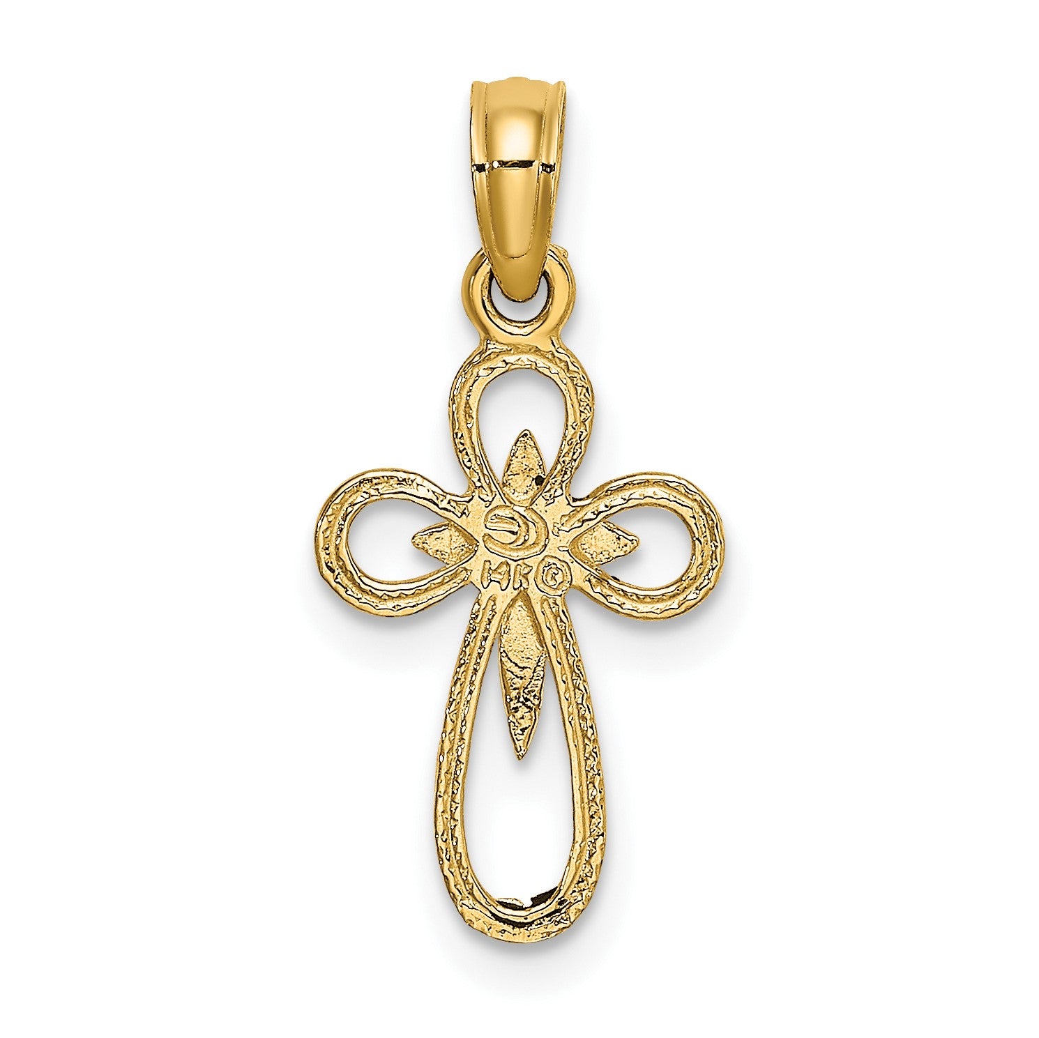 14K Cut-Out Cross with Small Interior Cross Charm