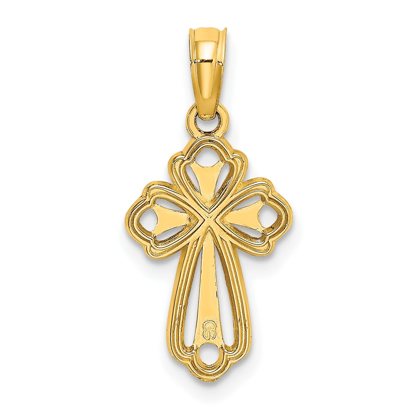 14K Cut-Out Polished and Textured Cross Charm