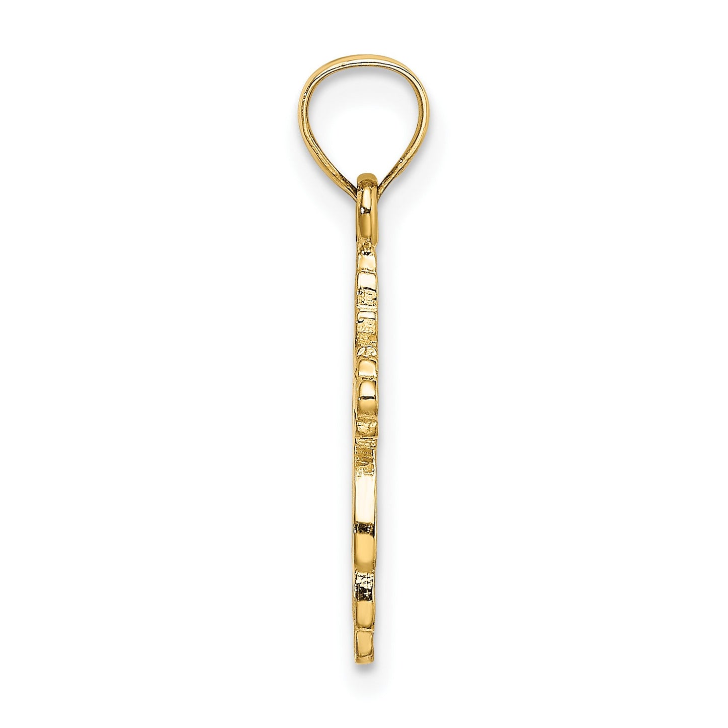 14K Solid Polished and Textured Cross Charm