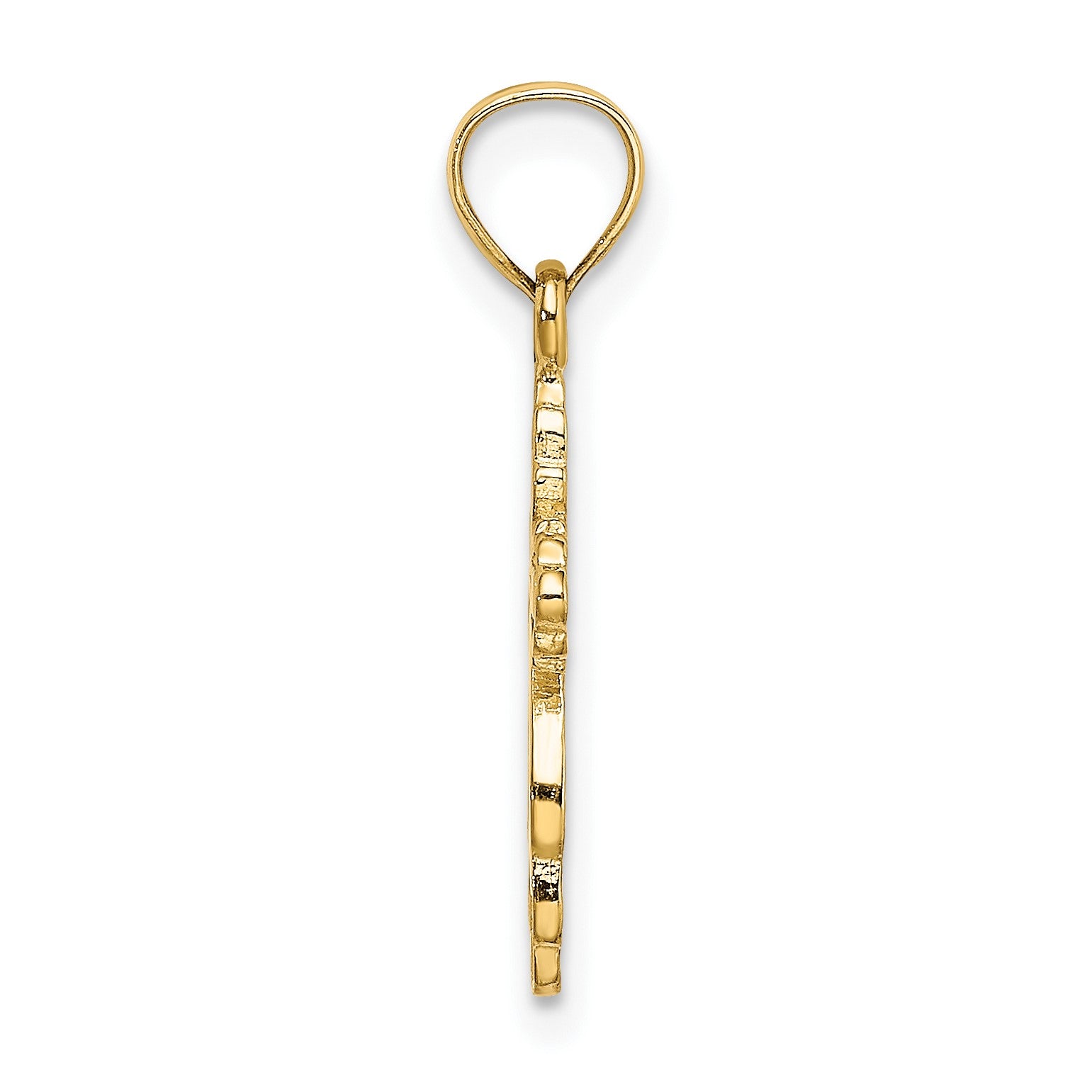 14K Solid Polished and Textured Cross Charm