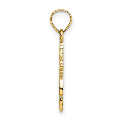 14K Solid Polished and Textured Cross Charm
