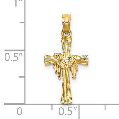 14K Cross with Drape Charm