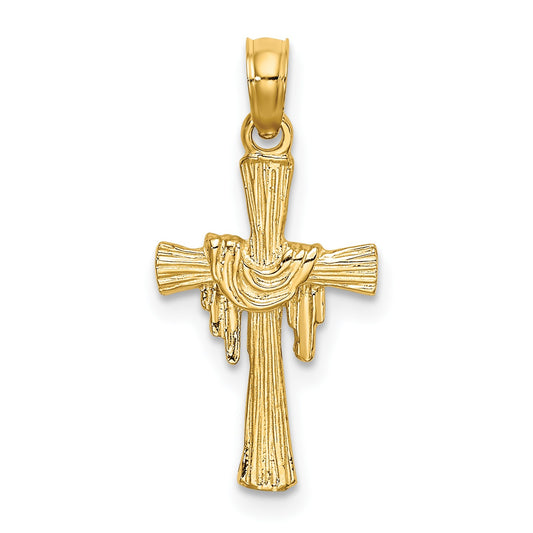 14K Cross with Drape Charm