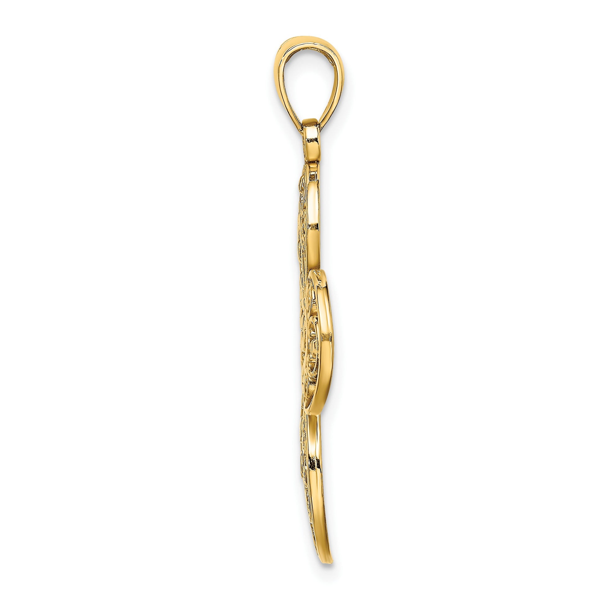 14K Cut-Out with Rounded Tips Filigree Cross Charm