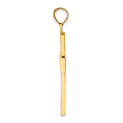 14K Polished Large Block Cross with Open Back Charm