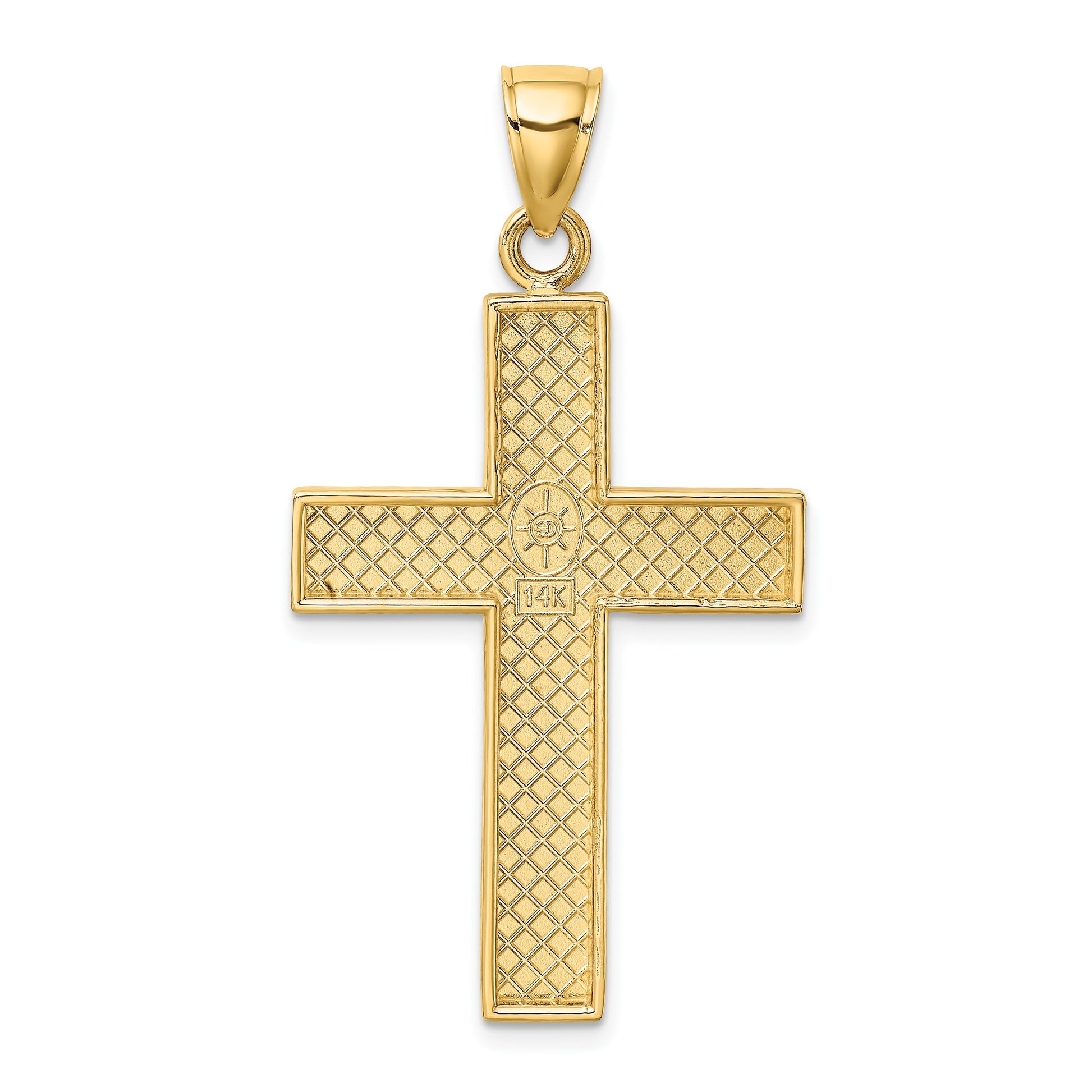 14K Polished Large Block Cross with Open Back Charm