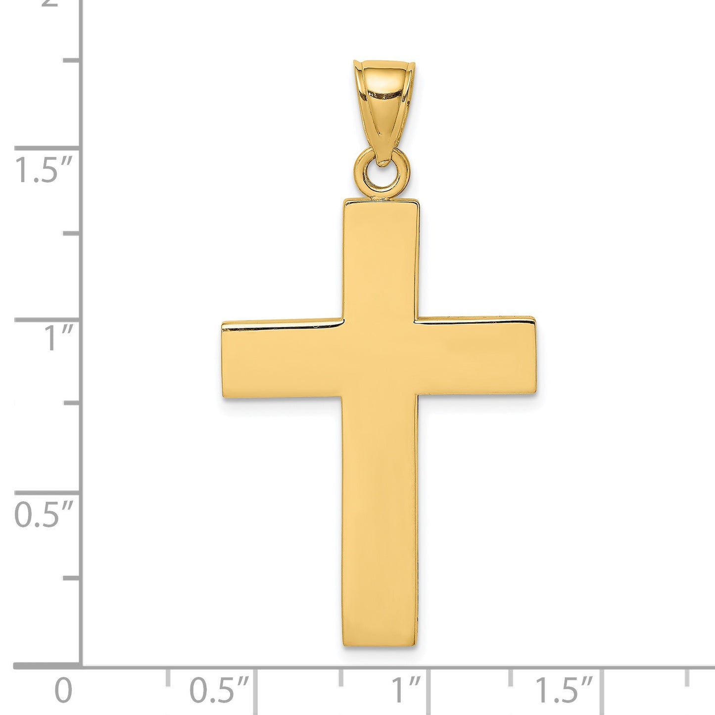 14K Polished Large Block Cross with Open Back Charm