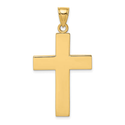 14K Polished Large Block Cross with Open Back Charm