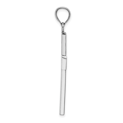 14K White Gold Large Block Cross with Open Back Charm