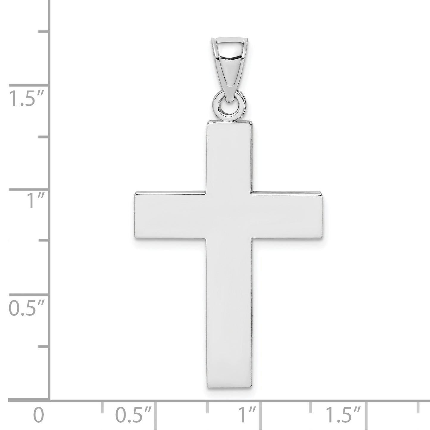 14K White Gold Large Block Cross with Open Back Charm