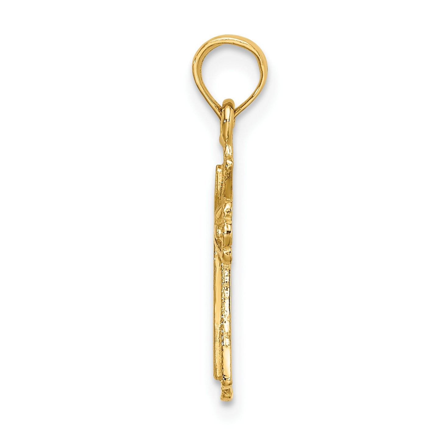 14K Textured Small Cross with -X-  Center Charm