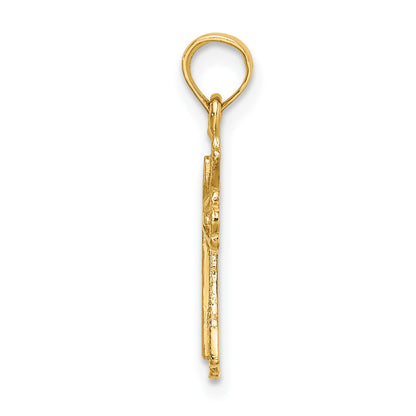 14K Textured Small Cross with -X-  Center Charm