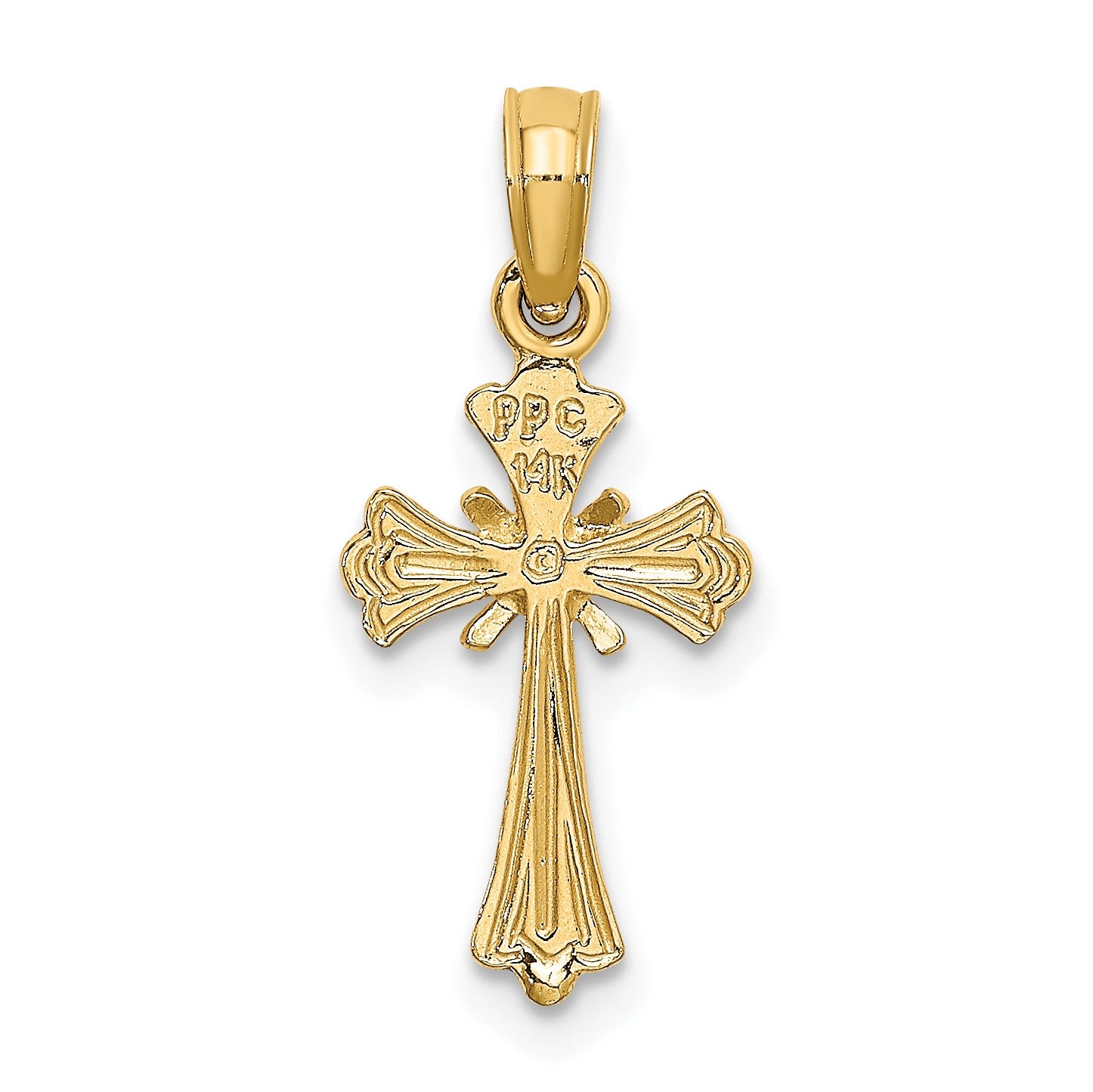 14K Textured Small Cross with -X-  Center Charm