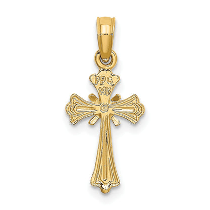 14K Textured Small Cross with -X-  Center Charm