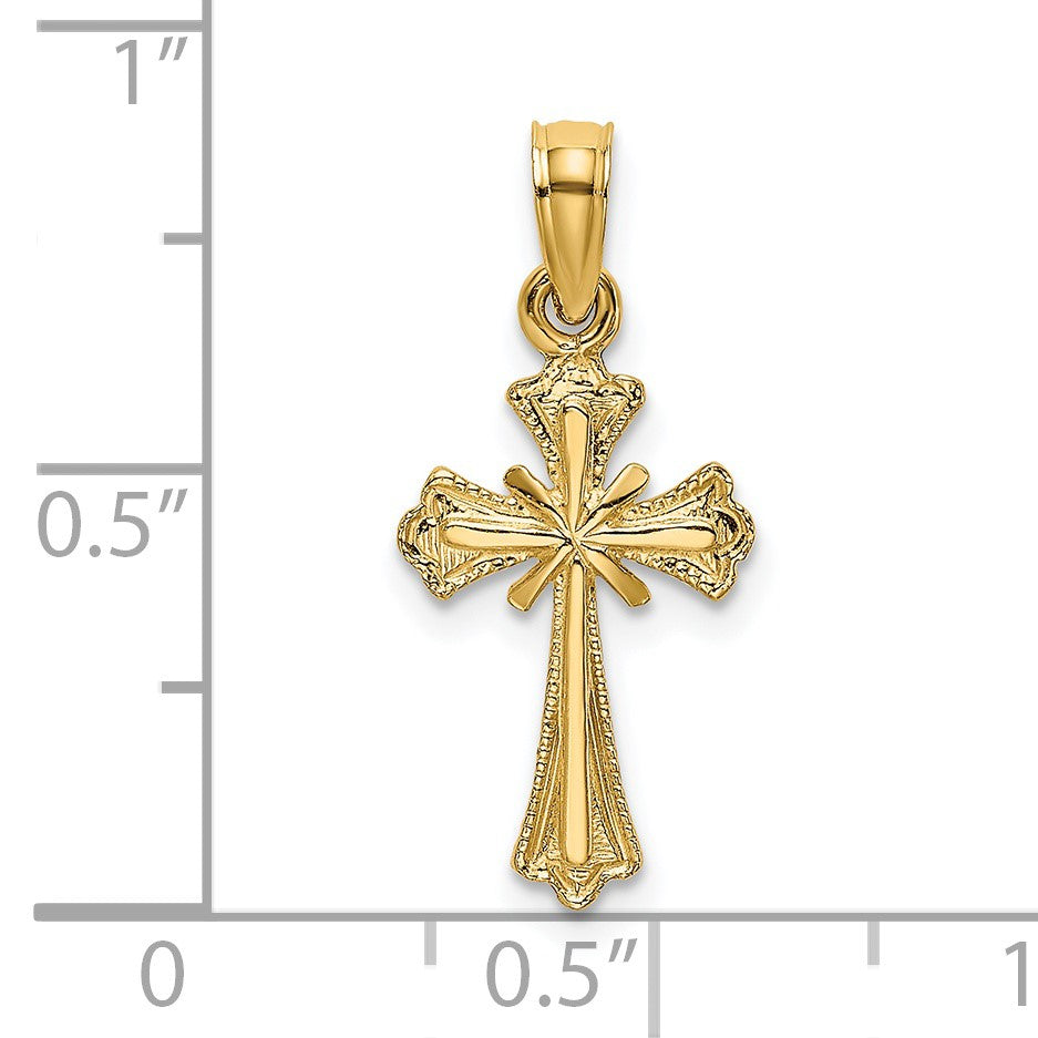 14K Textured Small Cross with -X-  Center Charm
