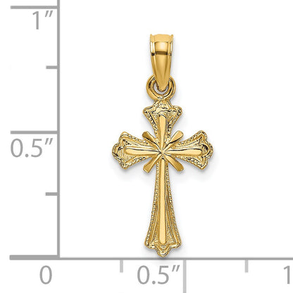 14K Textured Small Cross with -X-  Center Charm