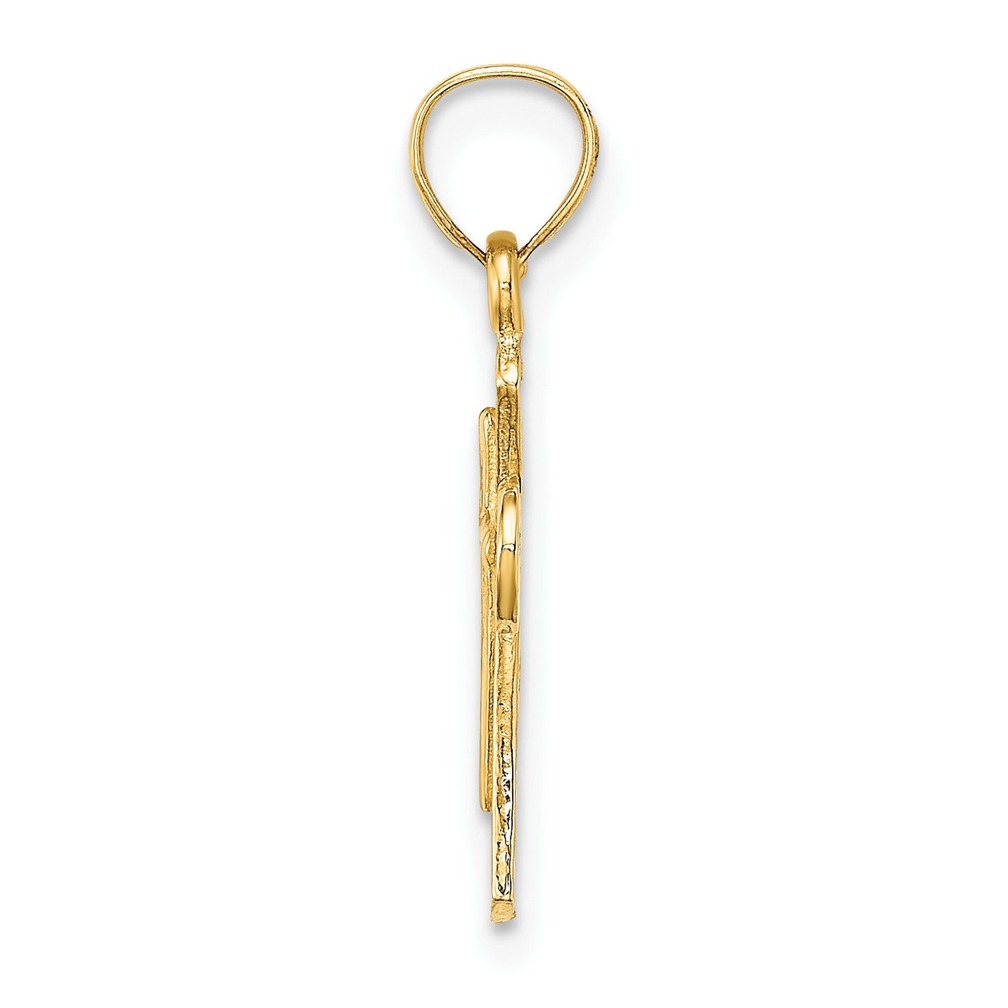 14K Solid Textured Cross Charm