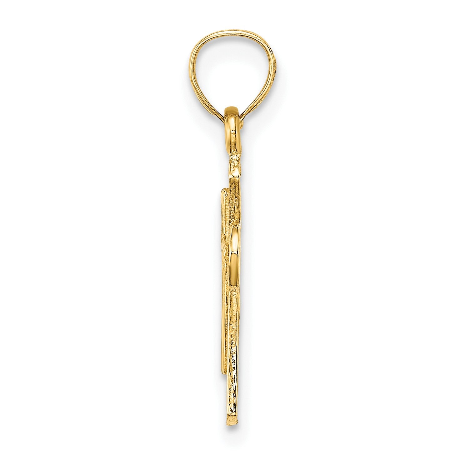 14K Solid Textured Cross Charm