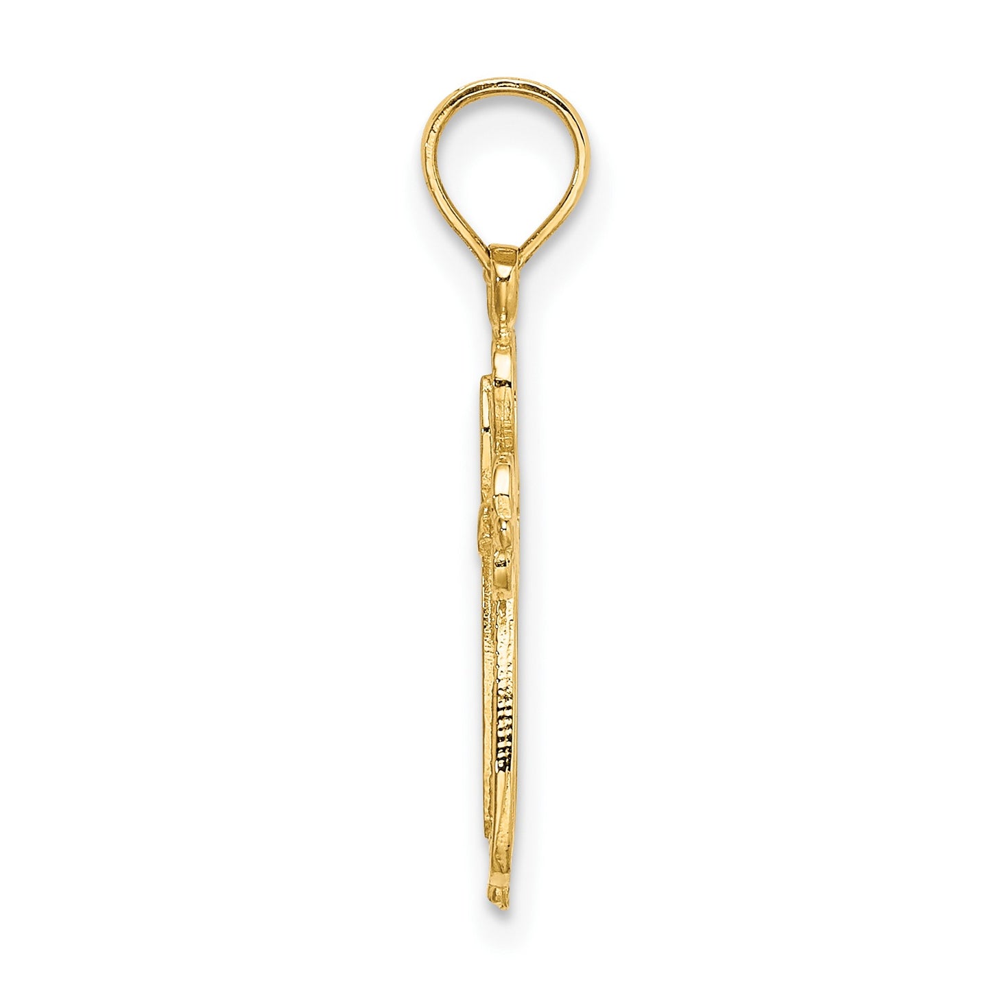 14K Polished and Cut-Out Textured Cross Charm
