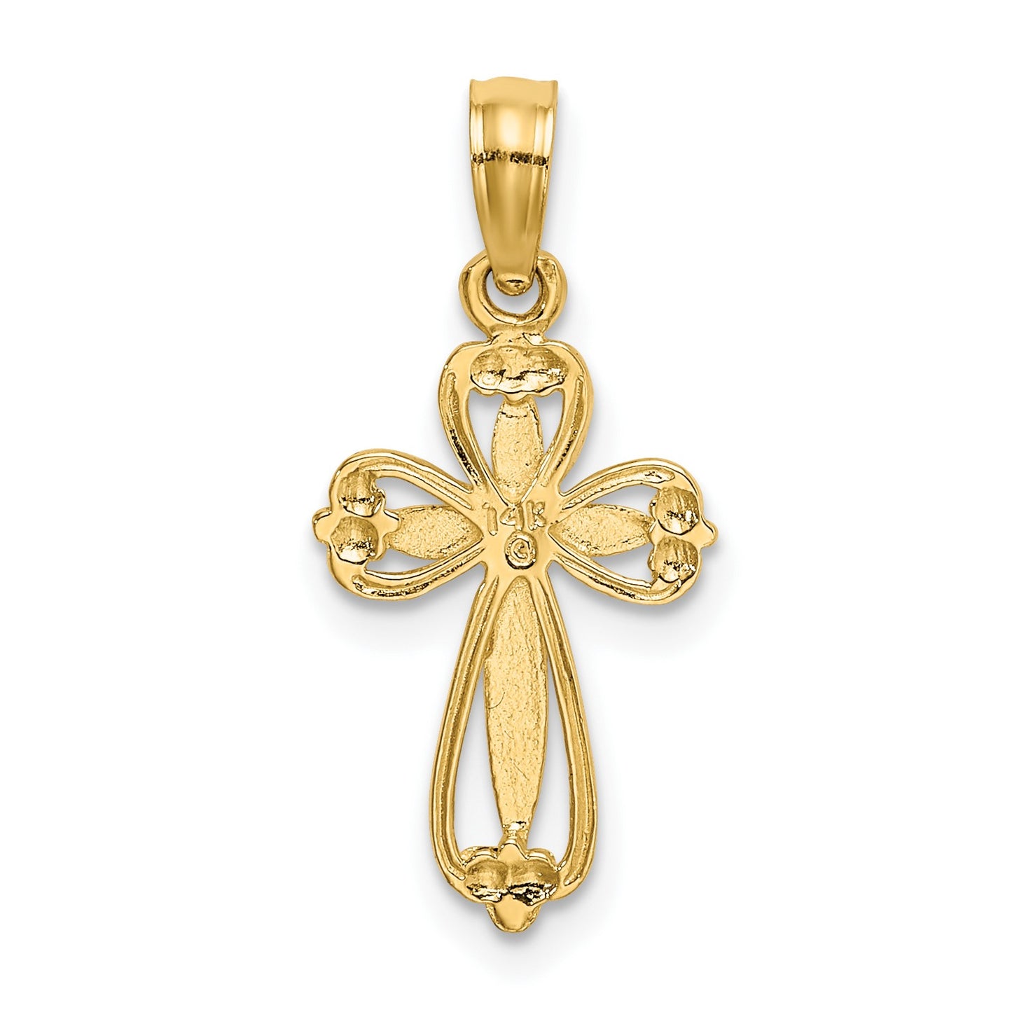 14K Polished and Cut-Out Textured Cross Charm