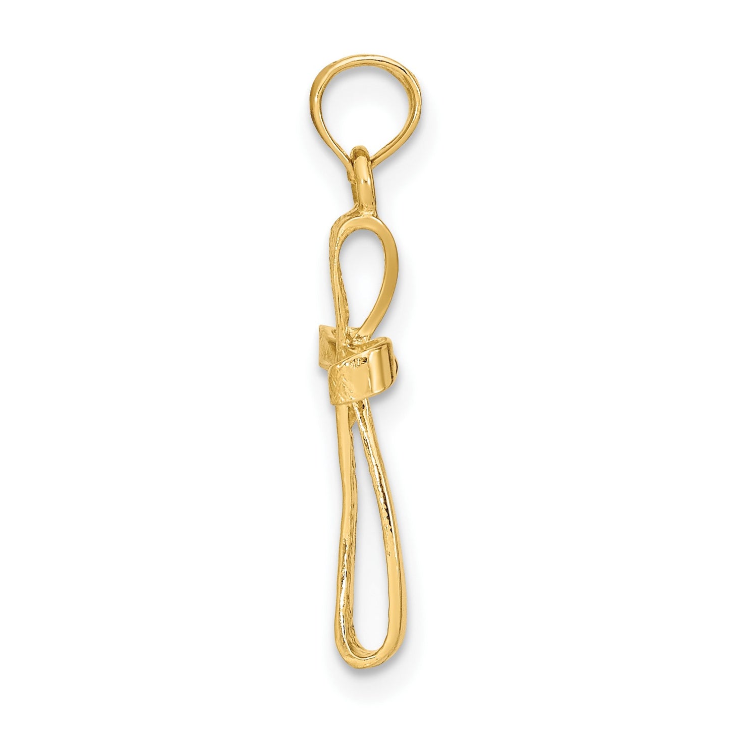 14K 3-D Textured Polished Twisted Cross Charm