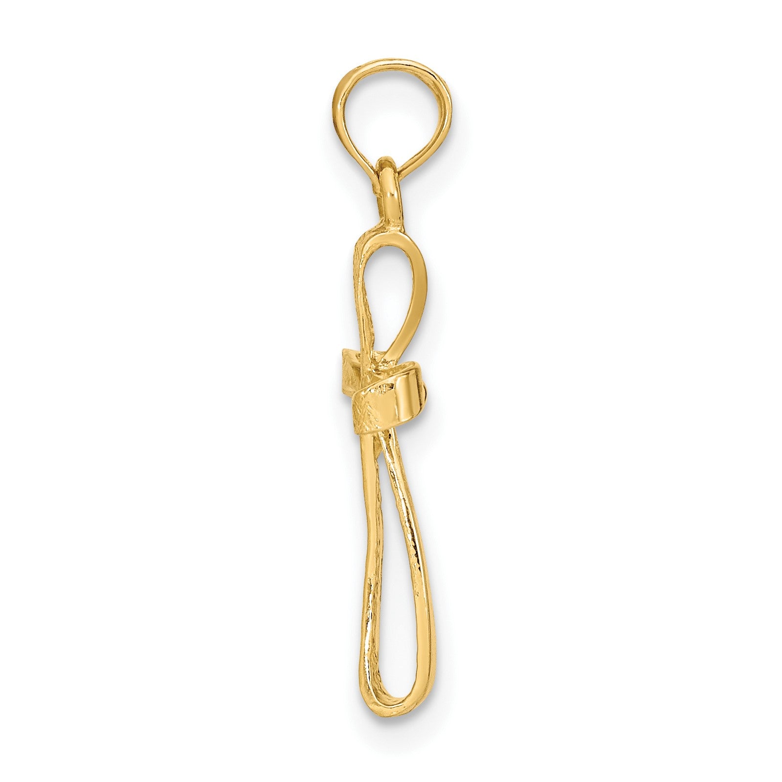 14K 3-D Textured Polished Twisted Cross Charm