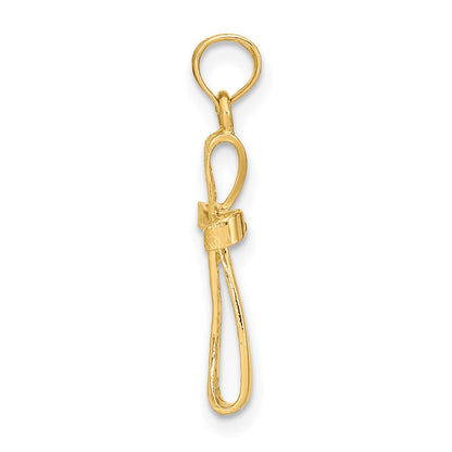14K 3-D Textured Polished Twisted Cross Charm