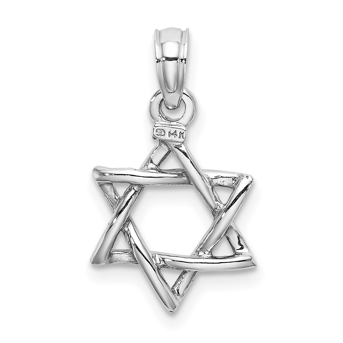 14K White Gold Polished Star Of David Charm