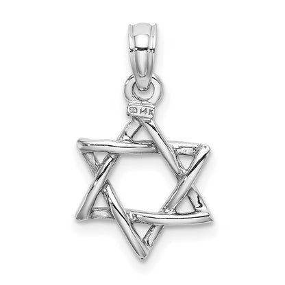 14K White Gold Polished Star Of David Charm