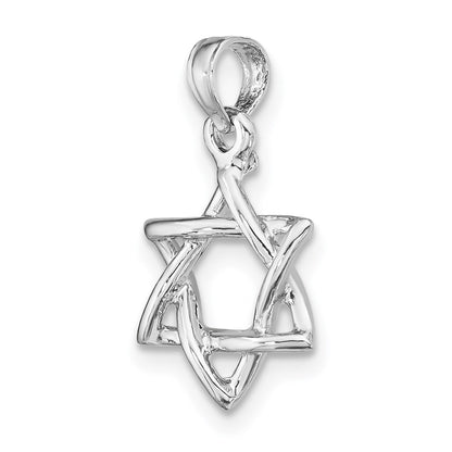 14K White Gold Polished Star Of David Charm