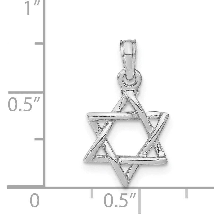 14K White Gold Polished Star Of David Charm