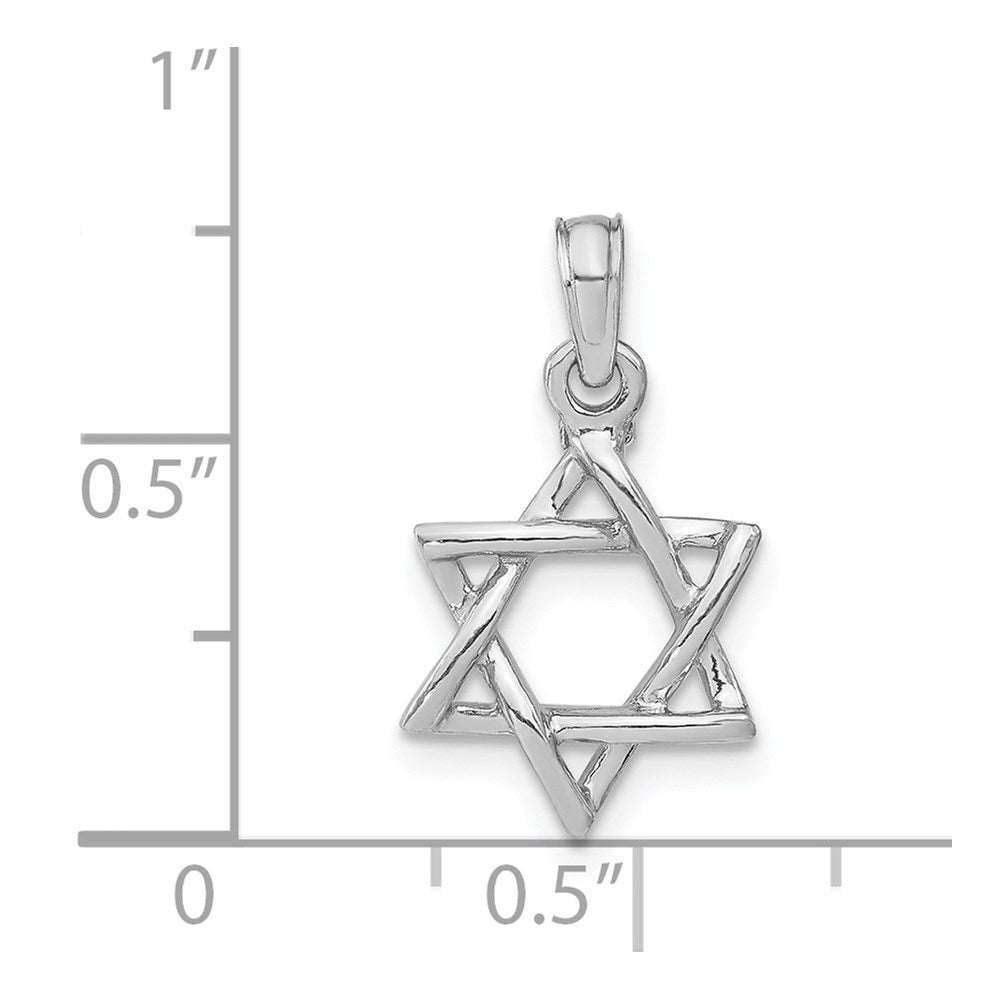 14K White Gold Polished Star Of David Charm