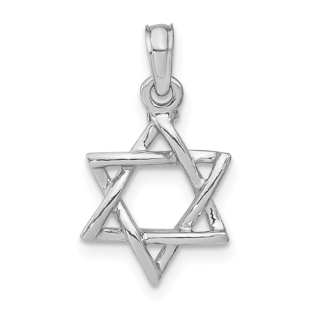 14K White Gold Polished Star Of David Charm