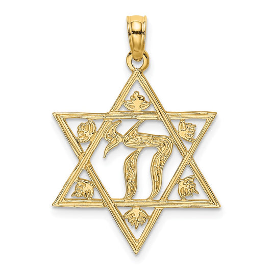 14K Textured Star Of David Charm