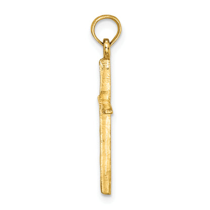 14K Diamond-cut with Tapered Ends Cross Charm