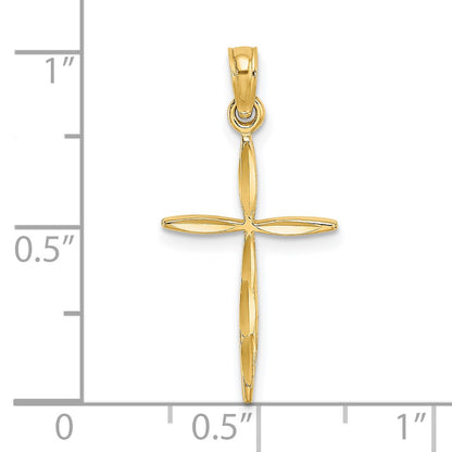 14K Diamond-cut with Tapered Ends Cross Charm