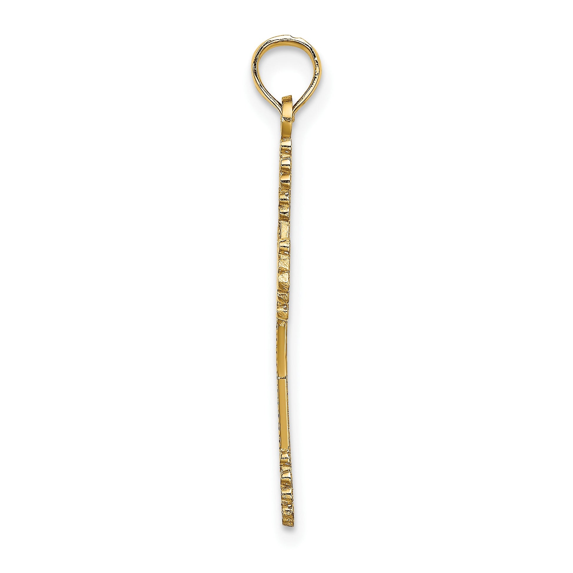 14K Beaded Tip Cross with Heart Center Charm