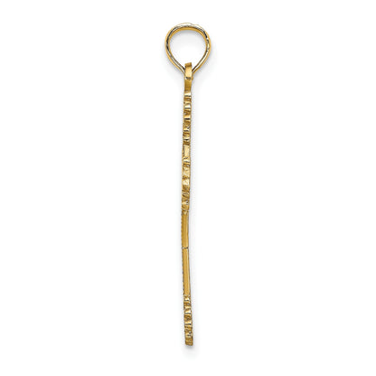 14K Beaded Tip Cross with Heart Center Charm