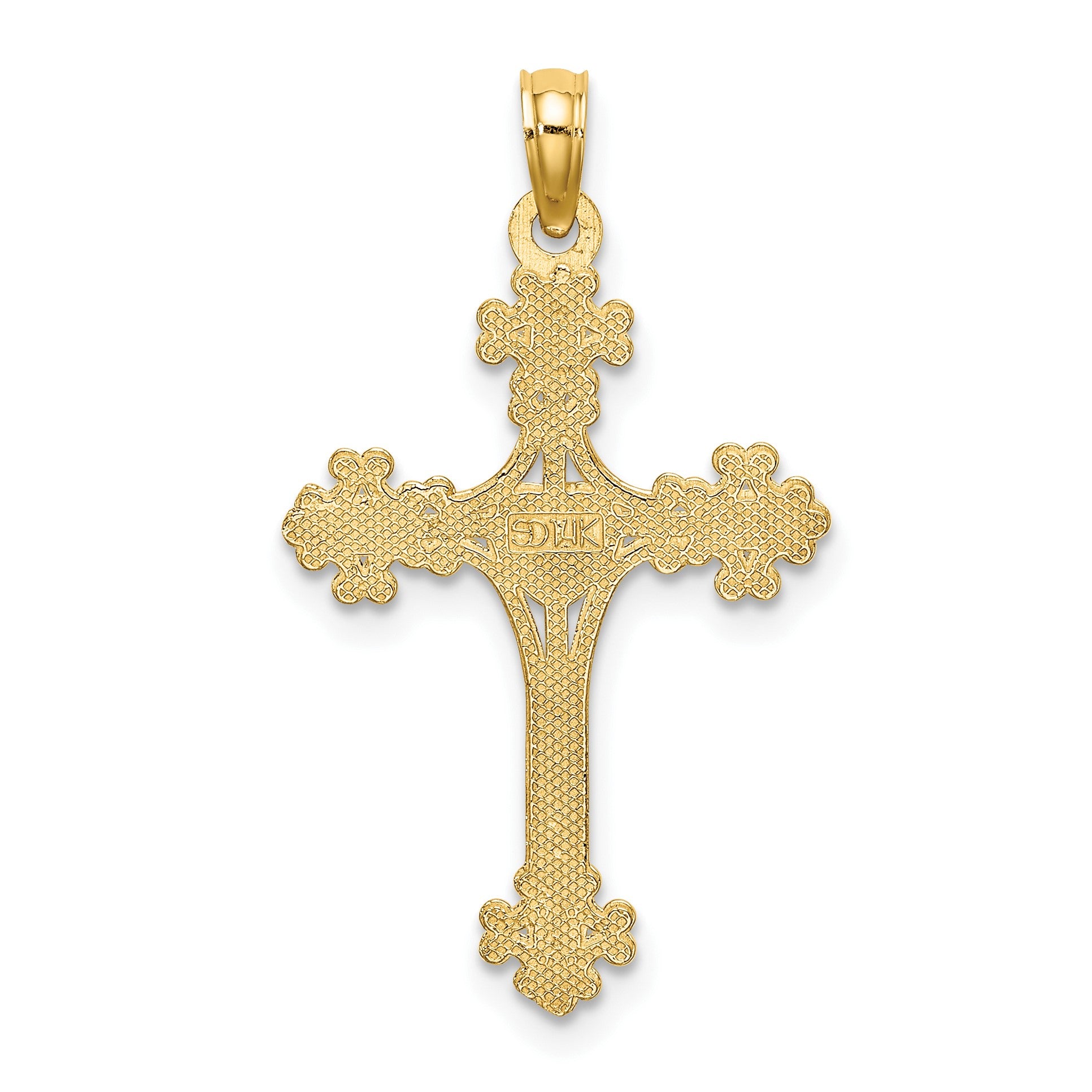 14K Beaded Tip Cross with Heart Center Charm