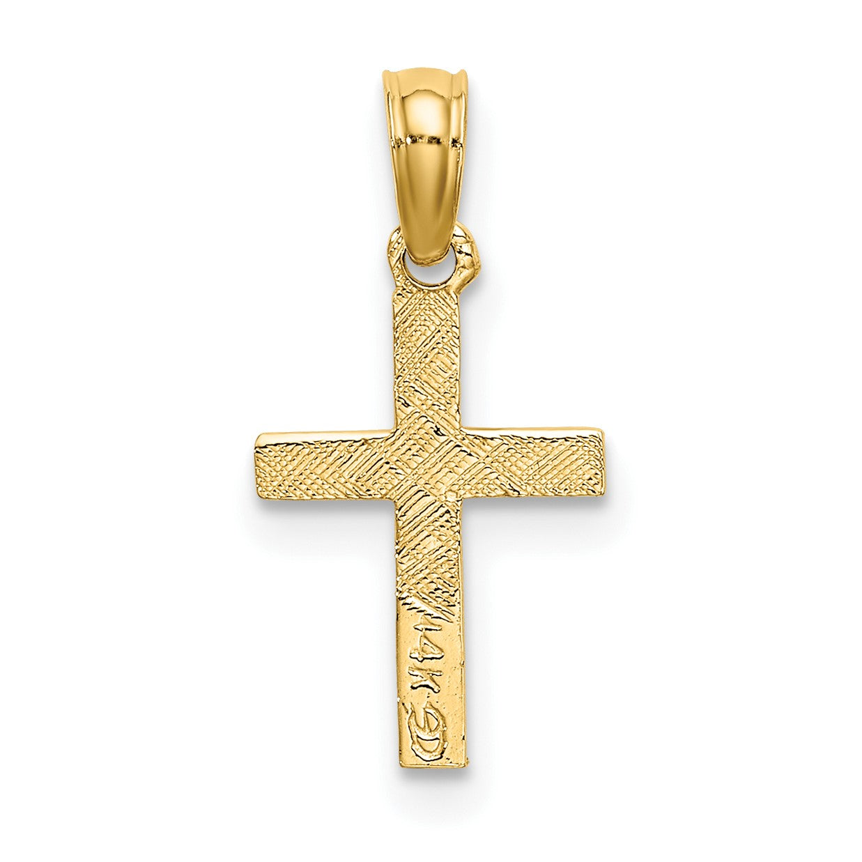 14K Polished Mini Cross with Heart Charm