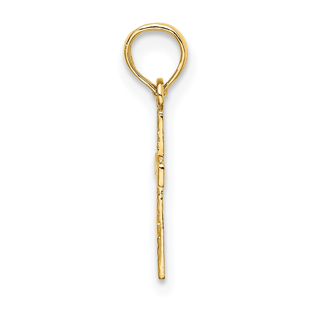 14K Polished and Engraved Mini Cross with Flower Charm