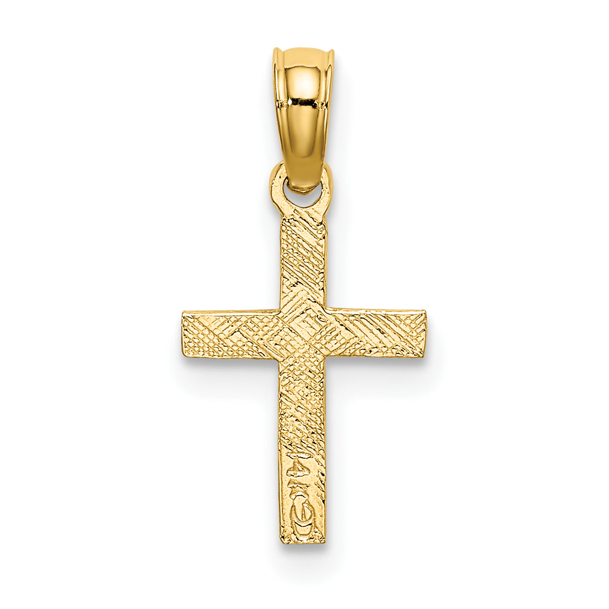 14K Polished and Engraved Mini Cross with Flower Charm