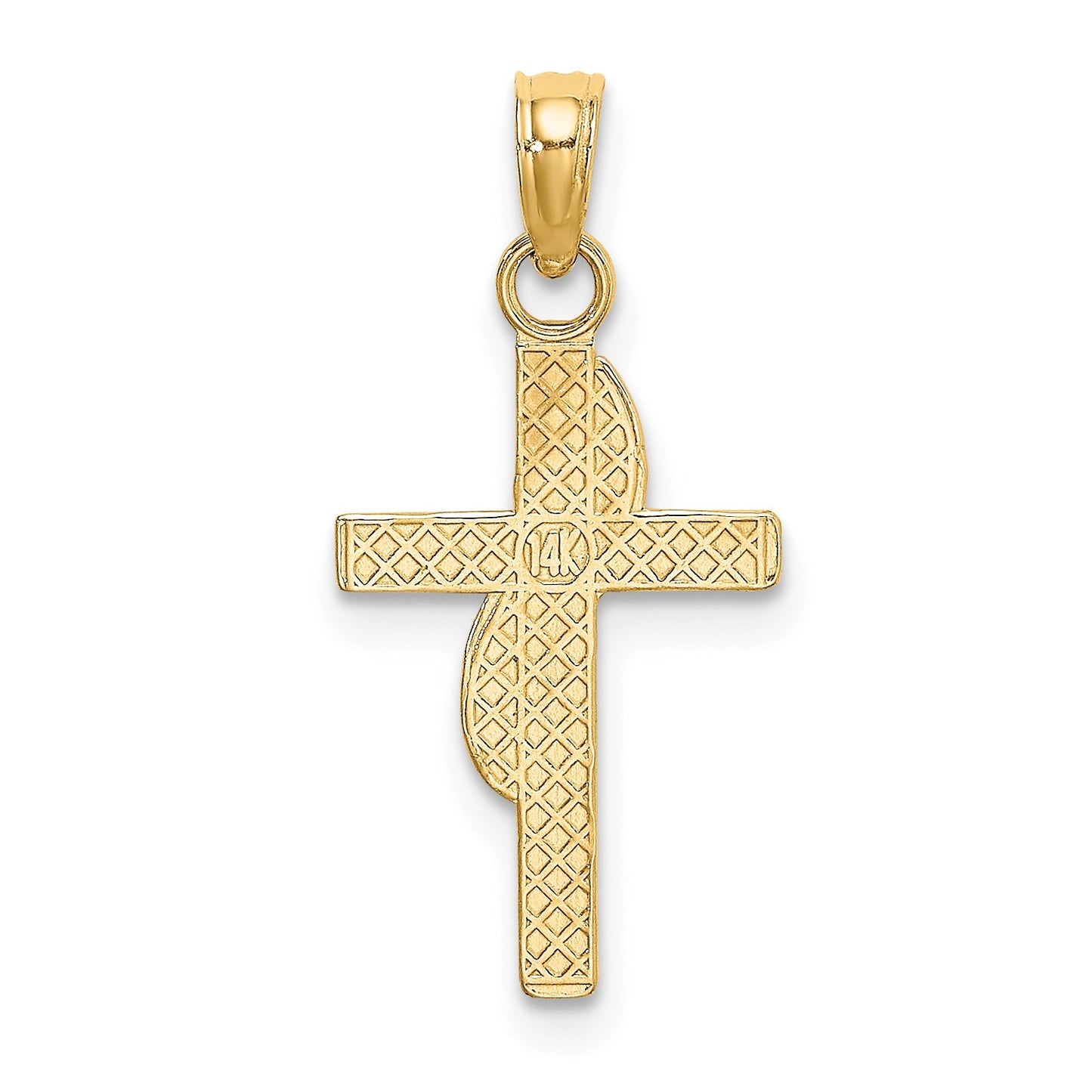 14K Polished with Drape Cross Charm