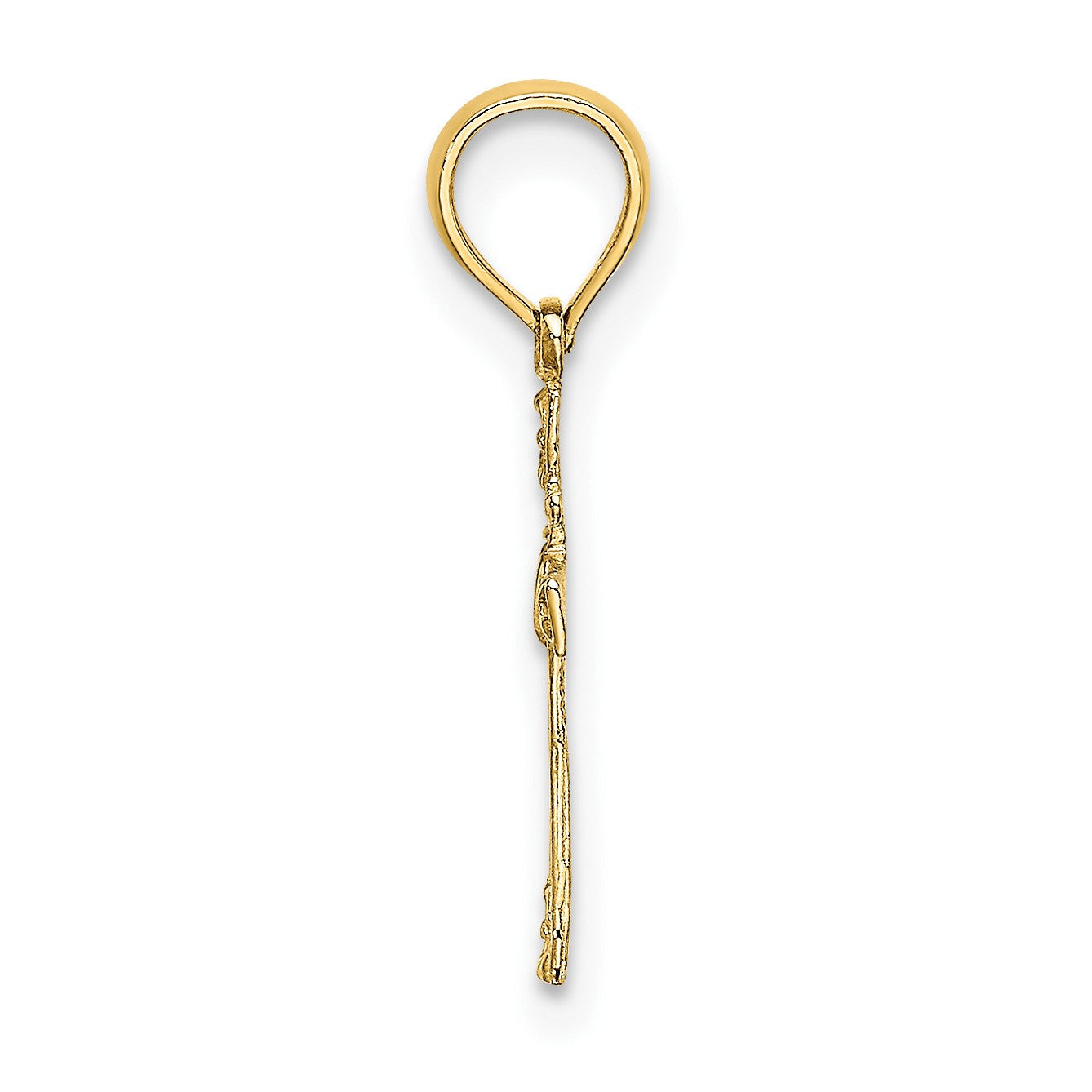 14K Textured Mini Cross with Heart Charm