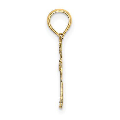 14K Textured Mini Cross with Heart Charm